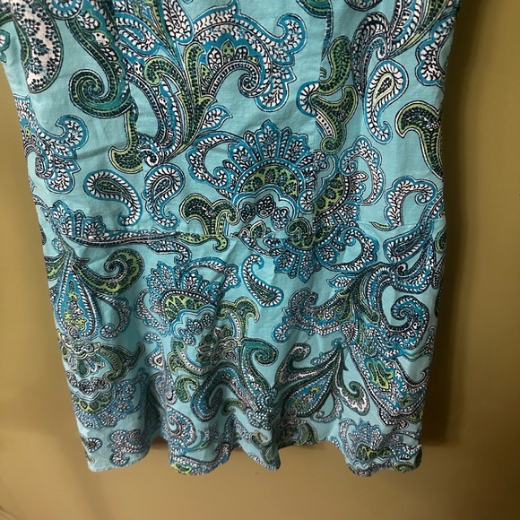Brooks Brothers 346 Dress Sz 10‎ Dress Linen Blue Paisley Pattern Sleeveless - Picture 3 of 7